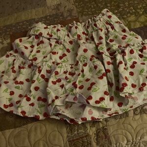 Cherry Print Ruffled Skirt